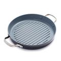 GreenPan Valencia Pro Hard Anodised Healthy Ceramic Non-Stick 28 cm Round Grill Pan, PFAS-Free, Induction, Oven Safe, Grey