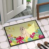 Caroline's Treasures Easter Eggs Cocker Spaniel Indoor/Outdoor 36 in. x 24 in. Non-Slip Outdoor Door Mat Synthetics in Yellow/Brown | Wayfair