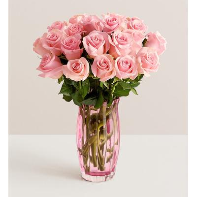 1-800-Flowers Flower Delivery Pink Petal Roses 24 Stems W/ Pink Vase | 100% Satisfaction Guaranteed | Happiness Delivered To Their Door