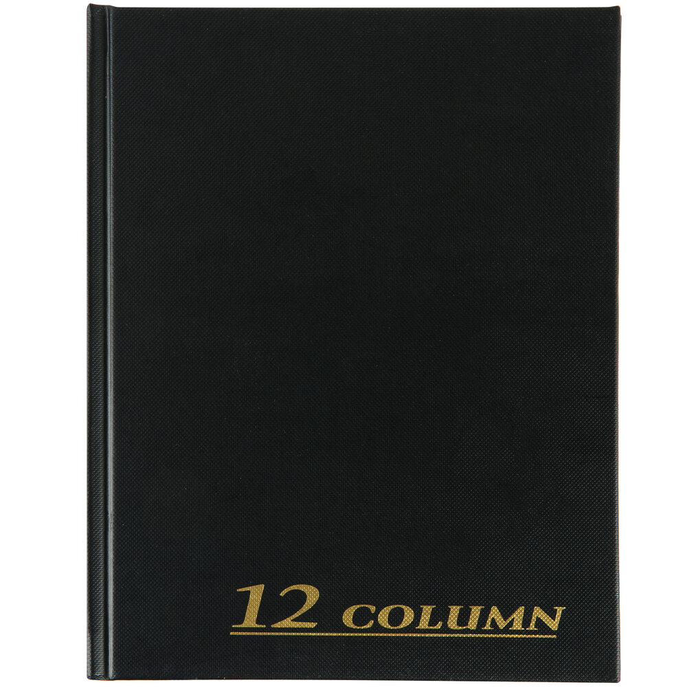 "Adams ARB8012M 7"" x 9 1/4"" Black Twelve Column 80-Page Account Book"