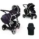 Kids Kargo Duel DS + Carrycot Liner/Mattress Insect net Carrycot Converts to Seat Unit. Also Includes 2 Raincovers, 1 Footmuff, Skinnie Minnie, Double Tandem Pushchair