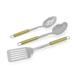 Cook Pro 3 Pc S/S Slotted Spatula, Solid Spoon, Slotted Spoon w/Gold Stainless Steel in Gray | Wayfair 273