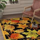 Yellow 63 x 0.25 in Indoor Area Rug - August Grove® Kinchen Floral Handmade Tufted Wool Black/Gold Area Rug Wool | 63 W x 0.25 D in | Wayfair