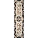 Black/White 30 x 0.25 in Area Rug - August Grove® One-of-a-Kind Kinchen Floral Hand Hooked Wool Black/Beige Area Rug Wool | 30 W x 0.25 D in | Wayfair