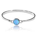 Paul Wright Created Opal Bangle, 925 Sterling Silver, 10mm Round Opal with Vibrant Colour, 7"