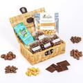 Chocolate Hamper Gift Basket || Real Wicker Hamper || Filled with 6 Different Gourmet Milk Chocolate, Fudge & Popcorn Treats || Unique Xmas Gift for Men & Women || The Hamper & Gift Co.