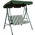 COSTWAY 2 Seaters Garden Swing Chair, Outdoor Indoor Canopy Powder Coated Steel Cushioned Seaters, Patio Metal Hammock Swinging Bench Lounger Seat, 180KG (Green)