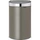 Brabantia 40L Kitchen Touch Bin New (Platinum/Matt Steel Lid) Removable Lid, Soft-Touch Open, Flat Back, Easy Clean Rubbish Waste Bin + Bin Bags