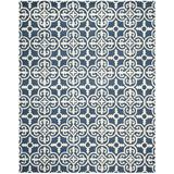 Blue/Navy 96 x 0.5 in Area Rug - Bungalow Rose Geometric Handmade Tufted Wool Navy Blue/Ivory Area Rug Wool | 96 W x 0.5 D in | Wayfair