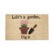 August Grove® Evia Life's a Garden 18 in. x 30 in. Non-Slip Outdoor Door Mat Coir, Rubber in Brown/White | Wayfair AGGR4583 38840910