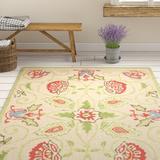 Green/White 30 x 0.25 in Area Rug - Lark Manor™ Hollander Floral Hand-Hooked Wool Beige/Green Area Rug Wool | 30 W x 0.25 D in | Wayfair