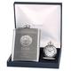 Engraved Retirement Gift - Pewter Horse Racing Feature Pocket Watch & Hip Flask Gift Set