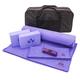 Clever Yoga Set Kit 7 Piece Essentials Beginners Bundle Including Ultra Thick Mat, 2 Blocks, 8 Foot Yoga Strap, Hand Towel and Large Towel and Carrying Bag (Purple)