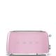 Smeg TSF02PKUK 4 Slice Toaster, Long Extra Wide Slots, 3 Pre Set Options, Pink