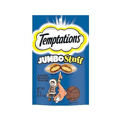 Temptations Jumbo Stuff Savory Salmon Flavor Soft & Crunchy Cat Treats, 2.47-oz bag