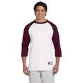 Champion Men's Raglan Baseball T-Shirt, White/Maroon, XL