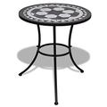 vidaXL Bistro Table Black and White 60 cm crafted with Iron and Ceramic - Suitable for Outdoor usage - Dining Table with Rotund Design.