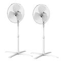 Igenix x2 Pack DF1655 Pedestal Oscillating 3-Speed Fan with Mesh Safety Grill, 16-Inch, 40 W, White, Pack Of 2