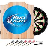 Trademark Global Bud Light Dartboard & Cabinet Set in Black/Brown/Gray | 24.75 H x 20.5 W x 3.5 D in | Wayfair AB7010-BL