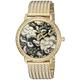 GUESS Women's U0822L2 Trendy Gold-Tone Watch with Black Dial , Crystal-Accented Bezel and Mesh G-Link Band