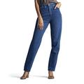 Lee Women's Petite Relaxed Fit Side Elastic Tapered Leg Jean - Blue - 8 Petite