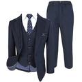 524 Polka-SLM-NVY HNK Cocktail Italian Design All in One Boys Suits 6 Piece Formal Wedding Complete Set in Navy Blue Age 7 Years