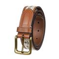 Tommy Hilfiger Men's Ribbon Inlay Fabric Belt with Single Prong Buckle, Khaki, Medium