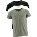 Tommy Hilfiger Men's Stretch V-Neck 3 Pack T-Shirt Multi/Bright White/Caviar/Grey Heather Large