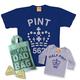 Twisted Twee Limited Matching Pint & Half Pint T Shirt Set for Father & Son or Daughter - Navy/Grey - with Fab Dad Goody Bag and Extra dad Treats. (Half Pint 5-6 Years, Navy/Grey Pint Medium)