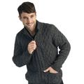 100% Extra Soft Merino Wool Full Zip Cardigan With Pockets, Charcoal, Large