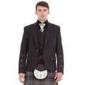 Kilt Society Men Scottish Braemar Grey Tweed Kilt Jacket & Waistcoat 50R