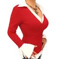 Blue Banana Women's V Neck Clingy Jumper Red Size 10