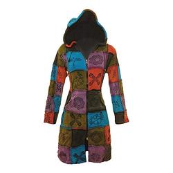 SHOPOHOLIC FASHION Women Patchwork Pixie Hooded Long Coat, L