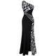 Angel-fashions Women's One Shoulder Zebra Gemstones Stitching Evening Dress XX-Large Black