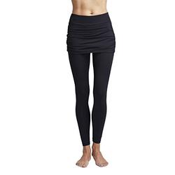 TLC Sport Women's Lightweight Gathered Skirt Leggings Black-XS-