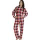 Slenderella Ladies Luxurious Checked Pyjamas Micro Fleece Check Pjs Red (Large - UK 16/18)