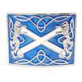 Highland Saltire and Lion Rampant Chrome with Blue Enamel Kilt Belt Buckle