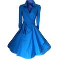 Black 50’s style rockabilly / swing / pin-up with tears cotton party dress (sizes 34-26), Royal Blue, 10