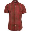 Relco Men's Red Tartan Shortsleeve Button Down 100% Cotton Shirt Large