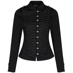 Ro Rox New H&R Women's Steampunk Gothic Parade Jacket (UK 8 / EU 34 / US 4) Black