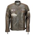 Mens Real Soft Leather Racing Biker Jacket Vintage Urban Retro Look 3 Colours [Brown,2XL]