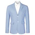 Sourcingmap Men's Striped Blazer Notched Lapel Slim Fit Business Suit Jacket Blue 38