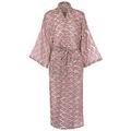 Ladies Lightweight Cotton Dressing Gown - Kimono Robe 100% cotton, hand-printed with natural dyes: Rainbow Red. One Size UK 10-18 / Europe 38-46