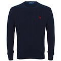 Ralph Lauren Polo Mens Cable Knit Crew Neck Jumper Black, Navy (Medium, Navy)