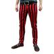 Fuzzdandy Mens Striped Drainpipe Thick Red Black Stripes Mod Indie Trousers (32" Waist x 33" Leg)