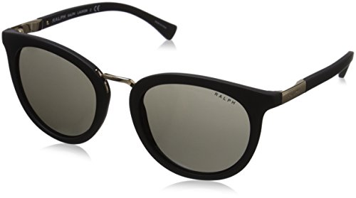 Ralph by Ralph Lauren Women's 0RA5207 105873 Sunglasses, Matte Black/Smoke Solid, 52