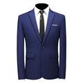 MOGU Mens Jacket with Single Button Lapel Blazer for Men Slim Fit Casual Size 38 (Label Asian Size 3XL) Navy Blue