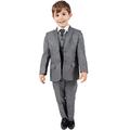 Boys Suits Boys Grey Suit 5 Piece Wedding Party Formal Outfit Pageboy (0-3M - 14Yrs) (12-13 Years)
