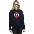 Marvel Women's Captain America Distressed Shield Hoodie X-Large Navy Blue