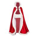 BEAUTELICATE Wedding Hooded Cloak Bridal Cape with Fur Trim Full Length Free Hand MUFF Wine Red